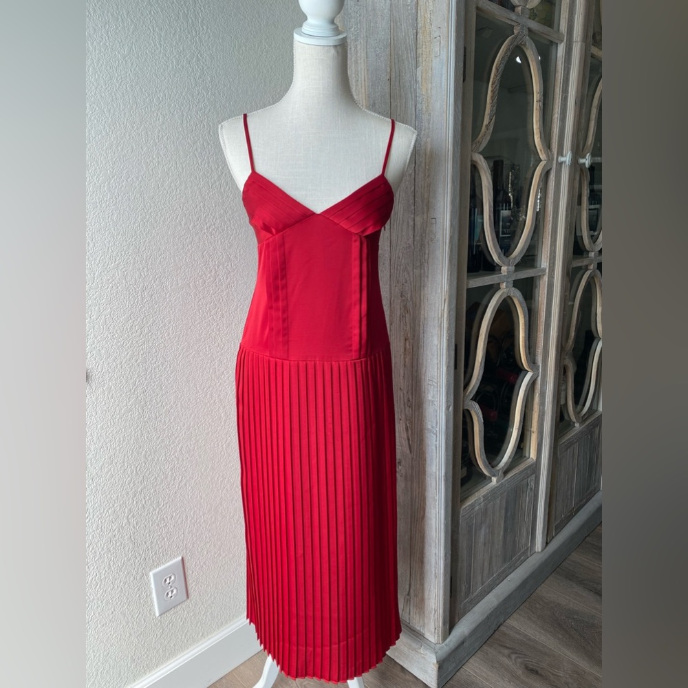 NWT- Rebecca Taylor Sateen Pleated Slip Dress